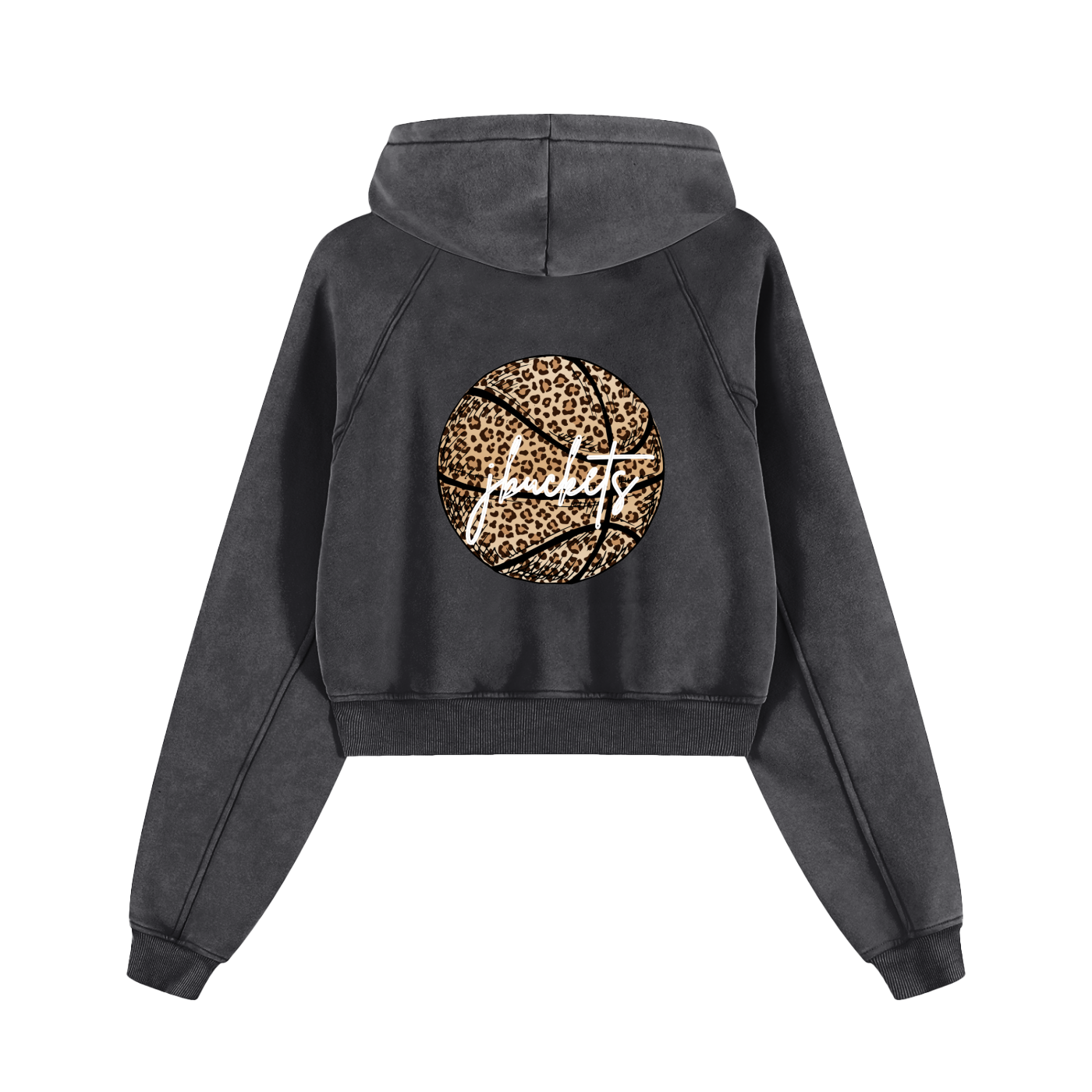JBUCKETS LEOPARD WASHED CROPPED HOODIE