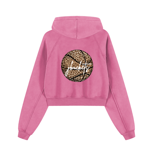 JBUCKETS LEOPARD  WASHED CROPPED HOODIE